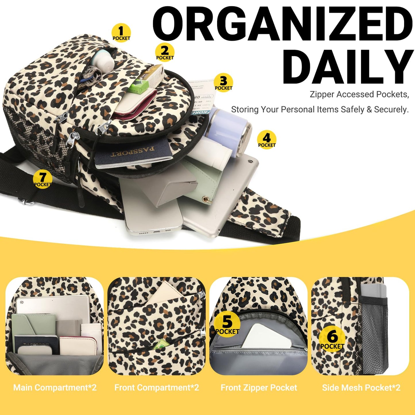 Tuwubi Crossbody Bags for Women, Sling Bag for Men, Small Hiking Backpack Anti Theft Lightweight for Outdoors Travel (M, Black)
