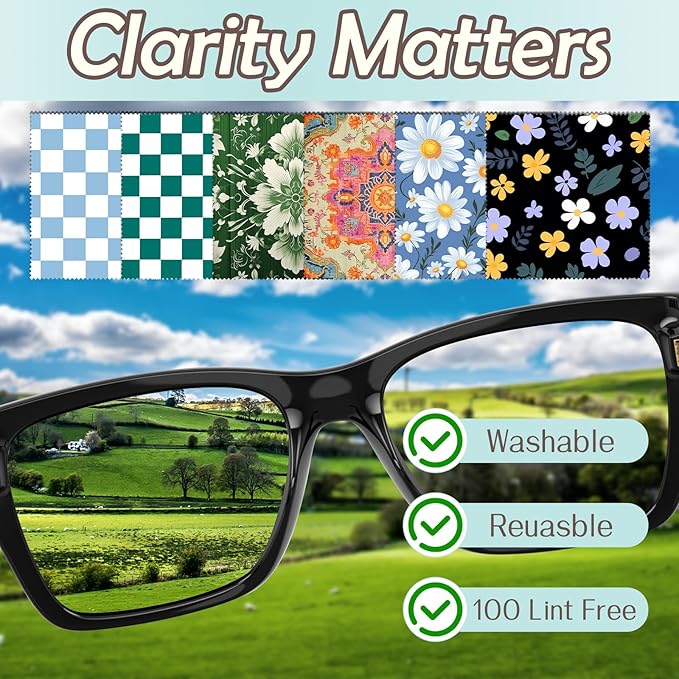 6 PCS Glasses Cleaning Cloth Eyeglass Lens Microfiber Cleaning Cloth Reusable
