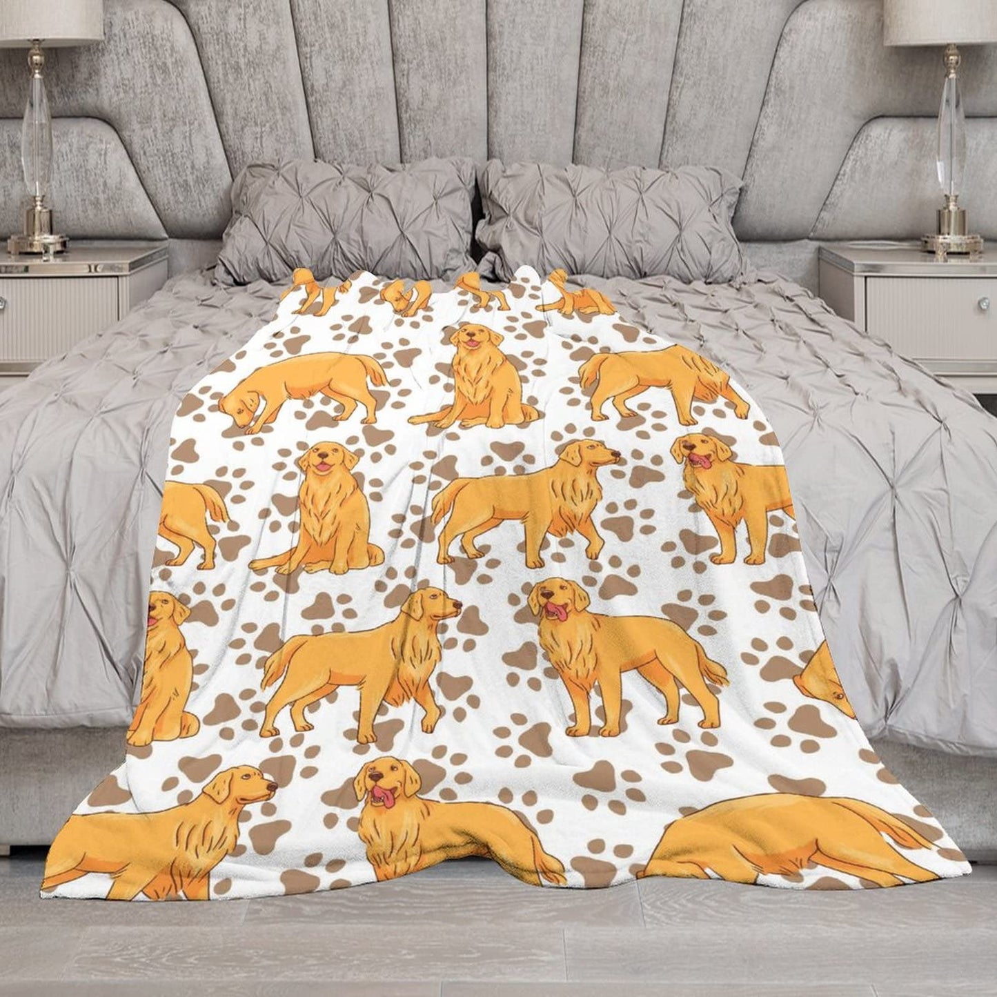 AIOMXZZ Golden Retriever Blanket Gifts, 60"x80" Dog Pattern Flannel Fleece Throw Blanket Soft, Lightweight, Comfortable, Warm Golden Retriever Themed Blanket for Humans Adults Kids