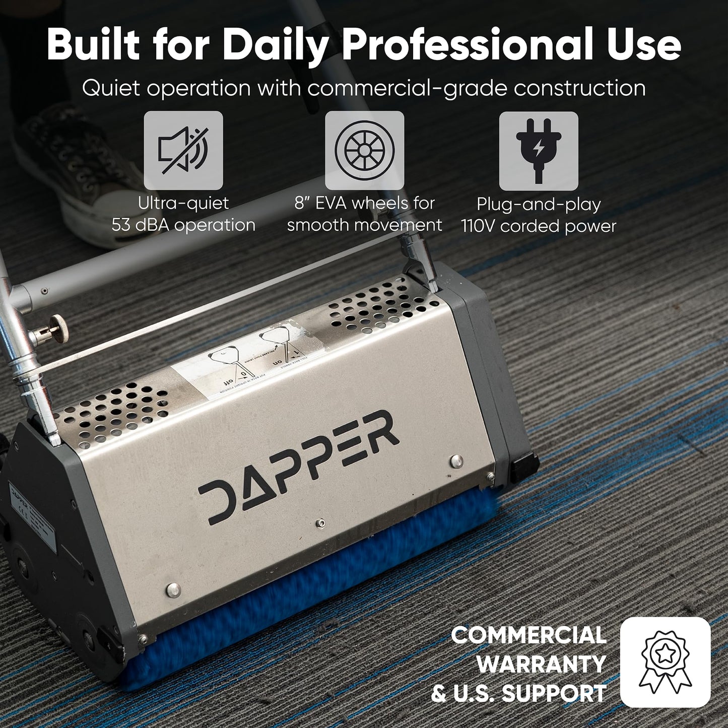 14" Counter-Rotating Brush (CRB) Carpet & Hard Floor Cleaning Machine – 450 RPM, Quiet 53 dBA, Compact 41 lb Commercial Scrubber – Ideal for Offices, Hotels & Small Spaces