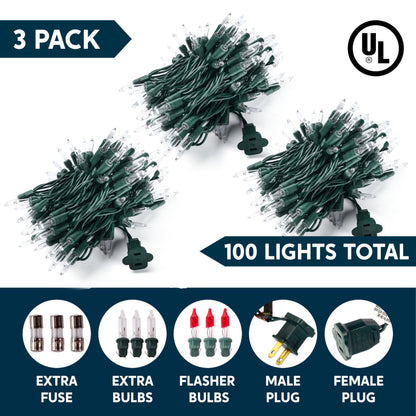 Joiedomi Clear Christmas String Lights Indoor,300(3x100) Mini Warm White Fairy Light,64.2 FT Lighting Decor for Patio Dorm Classroom Bedroom Holiday Wedding Party Garland Birthday Festival,Green Wire