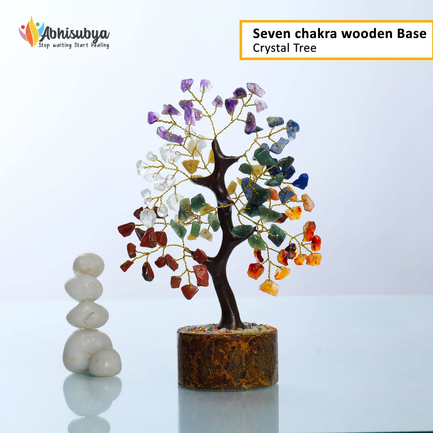 ABHISUBYA 7 Chakra Tree of Life - Aesthetic Room Decor - Crystal Necklace - Nature Decor - Crystal Tree
