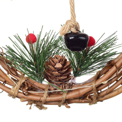Lvydec Lighted Christmas Wreath Decoration - 16 x 8 Inch Grapevine Wreath with Hat and Bow Snowman Shape Wreath for Front Door Home Wall Decor