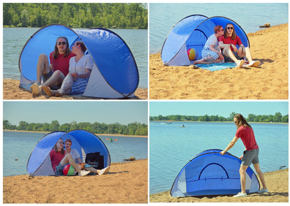 Pop-Up Beach Tent Sun Shade Portable Outdoor Family Shade Tent with Carrying Bag (Shelter Measures: 86" L x 47" W x 39" H)