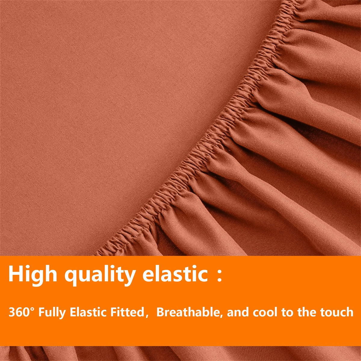 TAIMIT Burnt Orange Full Size Comforter Set - 7 Pieces, Bed in a Bag Bedding Sets with All Season Soft Quilted Warm Fluffy Reversible Comforter,Flat Sheet,Fitted Sheet,2 Pillow Shams,2 Pillowcases