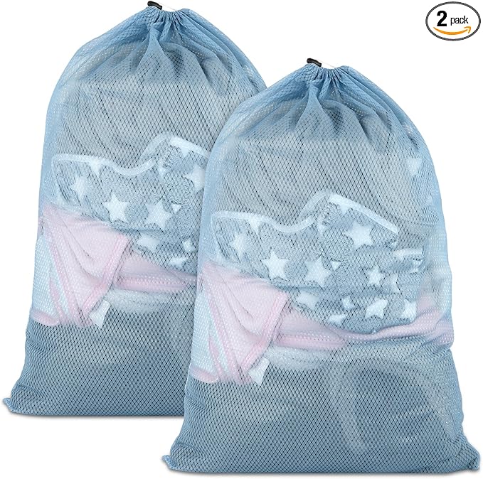2 Pack Mesh Laundry Bags, 23 x 34 Inches Heavy Duty Mesh Laundry Bag, Large