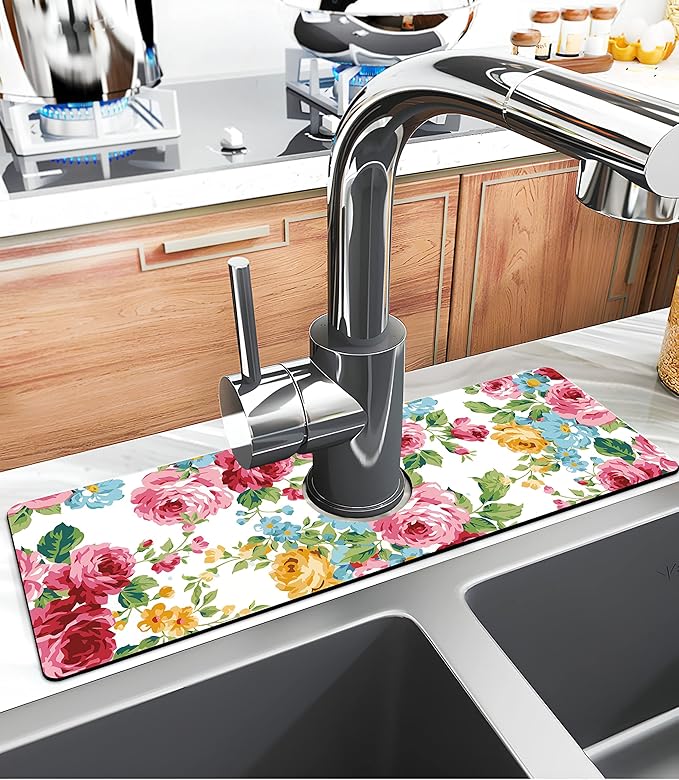 Kitchen Sink Splash Guard Faucet Mat Super Absorbent Fast Drying Mat Sink