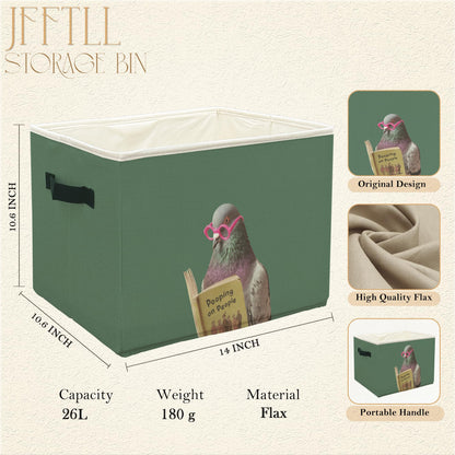 JFFTLL Funny Pigeon Bathroom Storage Bins Box, Funny Bathroom Decor, Birds Lover Gift Storage Basket Laundry Hamper with Handle for Bath Room Clothes Vanity Undersink Home Organization