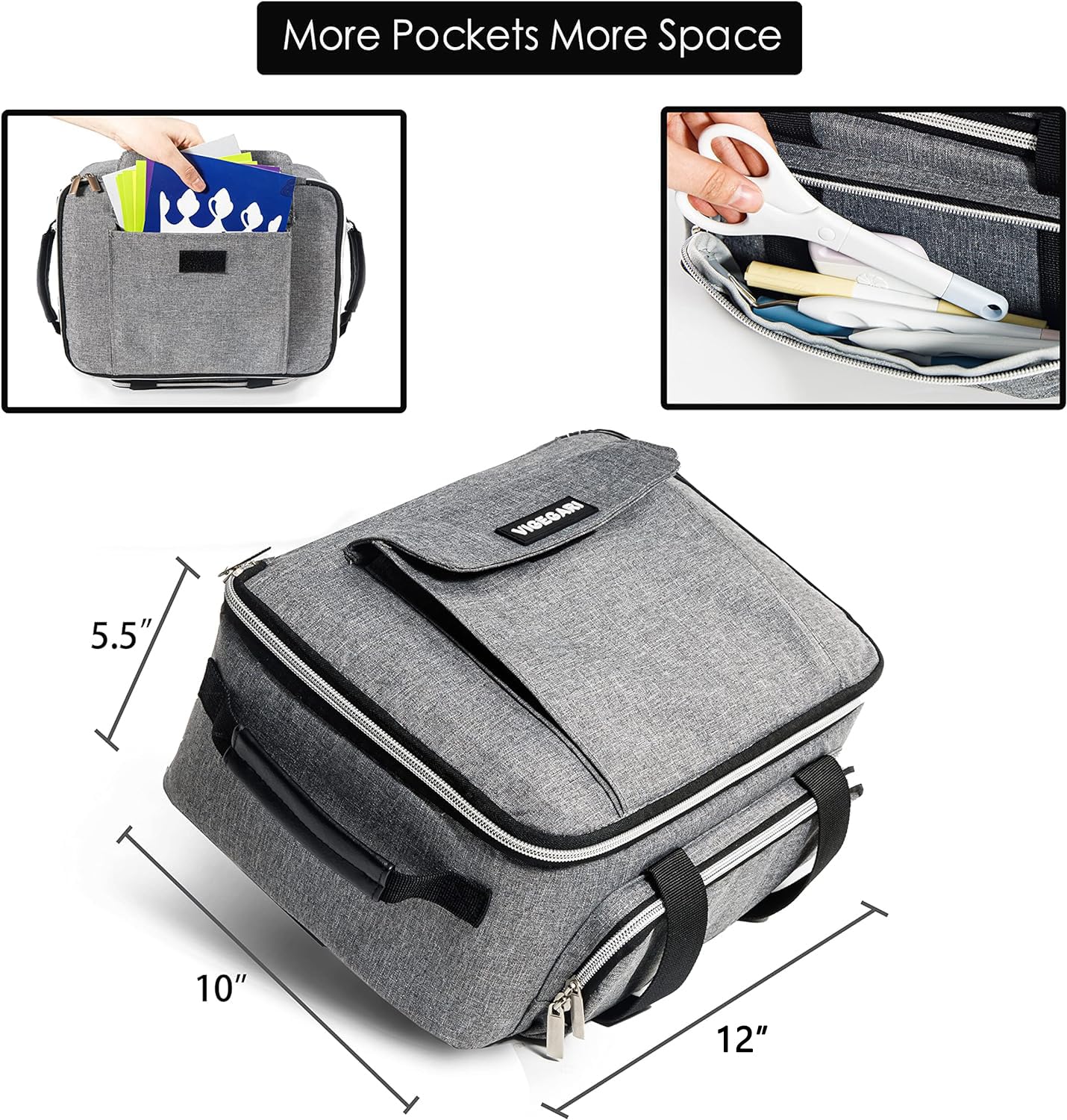 VIGEGARI Carrying Case for Cricut Joy, Tote Bag for Accessories and Supplies, Grey