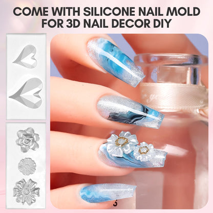 Makartt Clear Gel Builder Kit: Self-Levelling, Long Lasting Extension Hard Gels for Strengthener, Broken Nails Repair Gel Kit with Paper Forms, Dual forms, Nail File and Dual-End Brush 1.06 oz