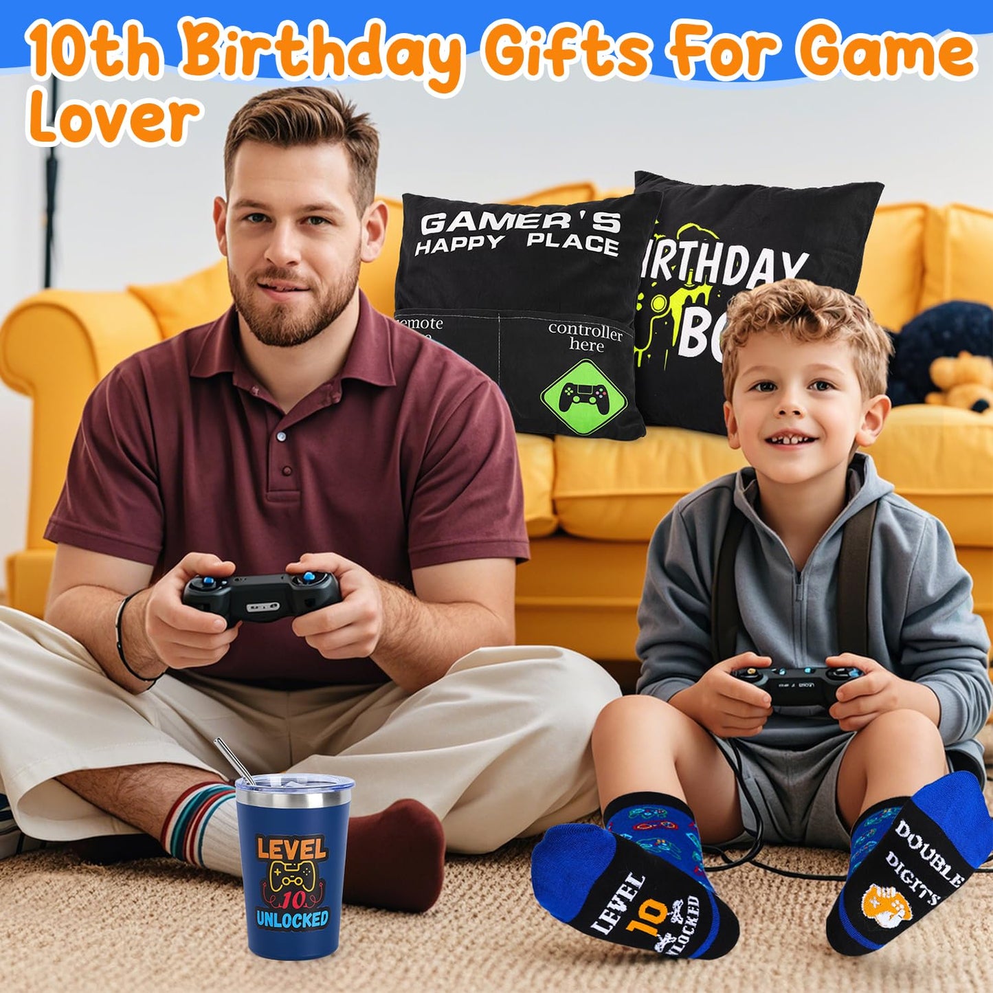 Splandiant 10 Year Old Boy Birthday Gift Ideas, Funny Gamer Birthday Gift Set for 10th Boys, Ten Gamepad Gifts Ideas for Boys Son Grandson Nephew Friend Video Game Lovers
