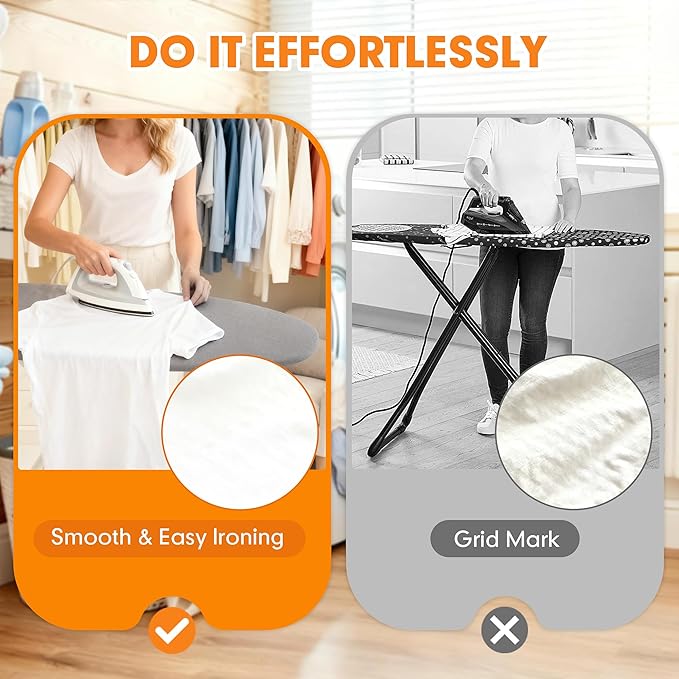 Ironing Board Cover and Pad, 21x54 Extra Large Thick Iron Padding, Scorch &