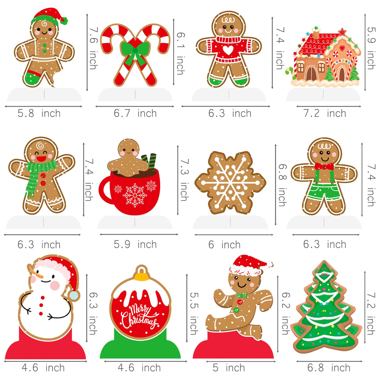 Christmas Honeycomb Centerpieces 12Pcs Gingerbread Man Party Table Centerpieces Gingerbread Party Decorations Merry Xams Snowflake Centerpieces for Winter Holiday Favor Supplies
