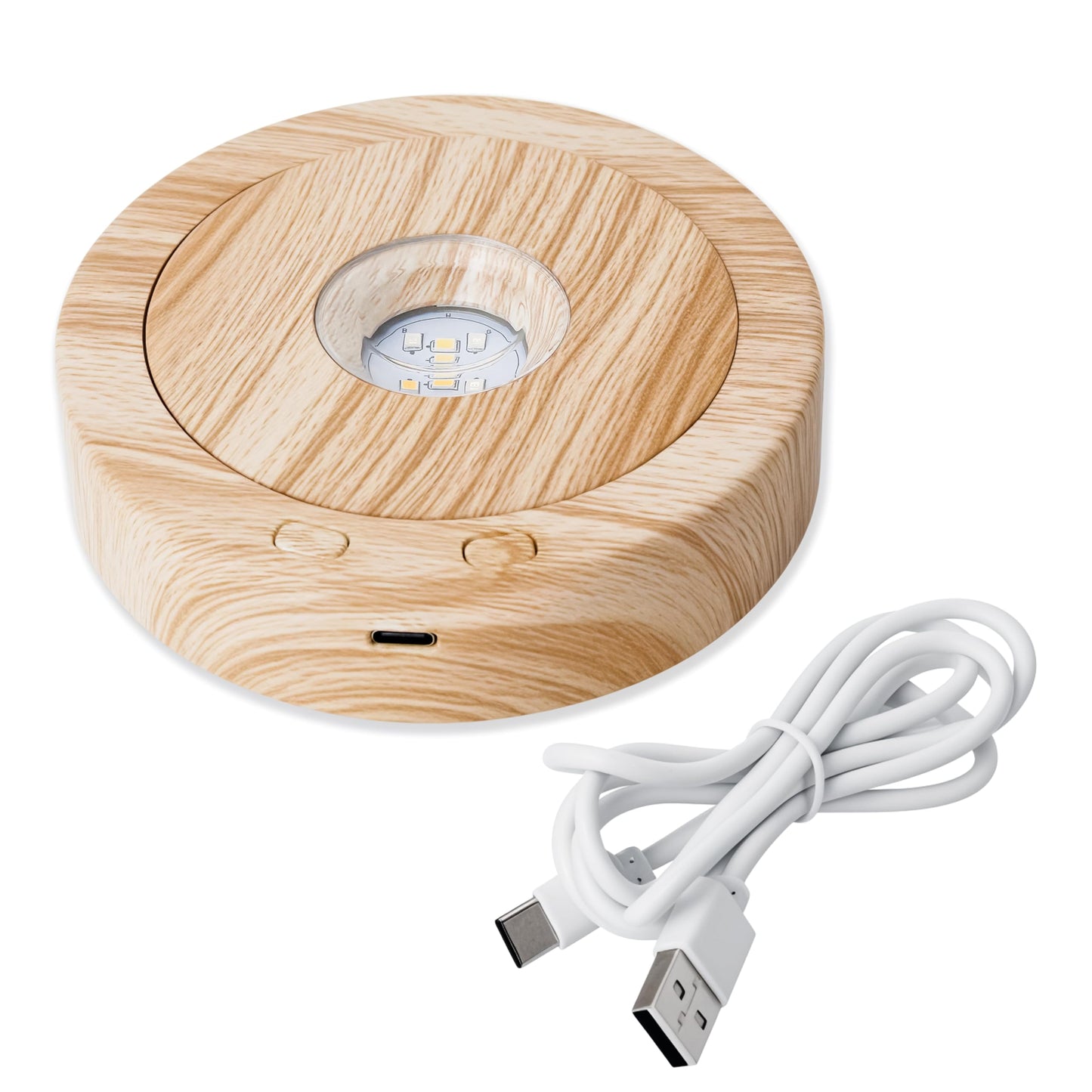 ZEERSHEE Light Base for Glass Art 4.5" Rotating Display LED Wood Base