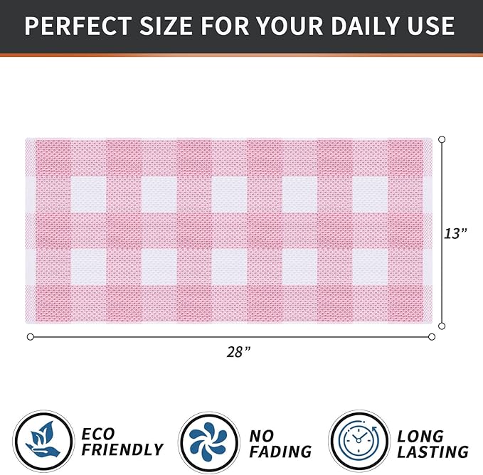 Homaxy 100% Cotton Waffle Weave Check Plaid Kitchen Towels, 13 x 28 Inches