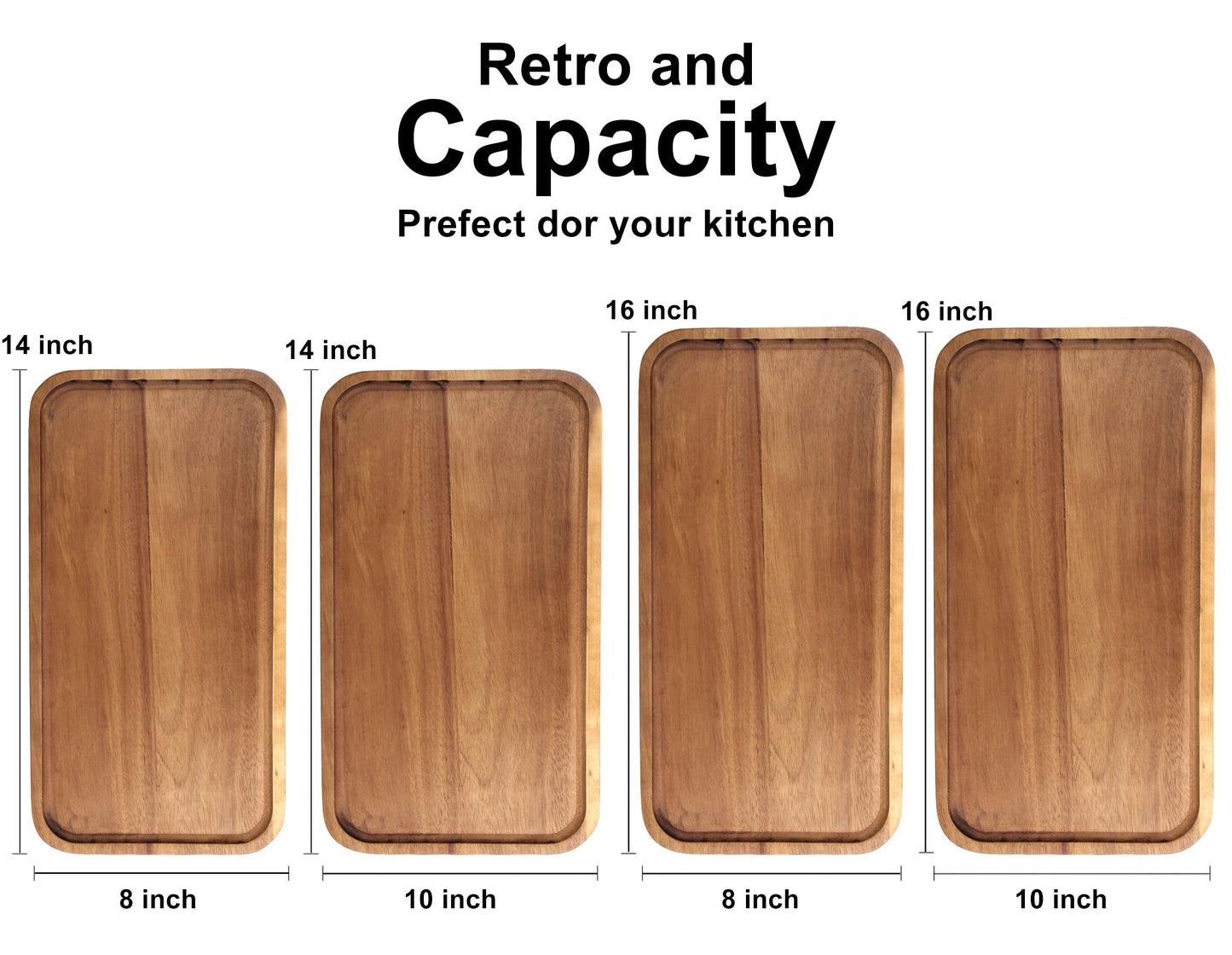 Medium Acacia Wood Serving Trays Long Charcuterie Boards Wood Snack Platter Rectangular Cookie Appetizer Plates Serving Cheese Board Rectangle Kitchen Dinner Platters for Food Dish Cake Dessert Tray