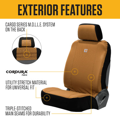Carhartt Universal Nylon Duck Canvas Fitted Bucket Seat Covers, Durable Seat Protection with Rain Defender, Carhartt Brown, One Size