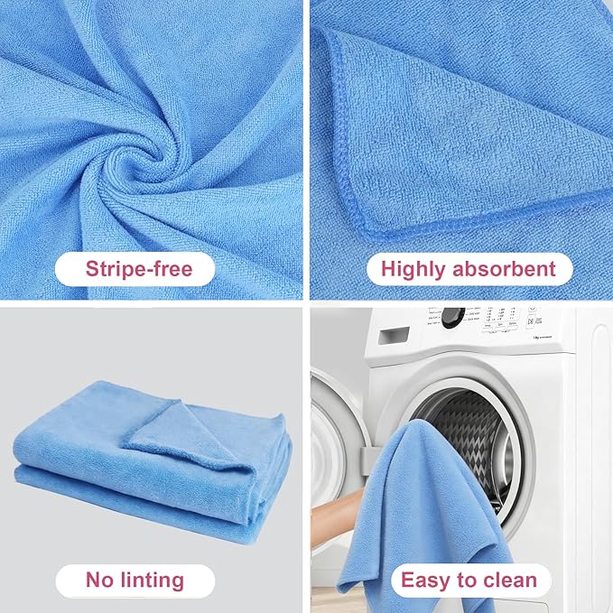 4 Pcs Extra Large Microfiber Cleaning Cloth 30 x 20 Inch Reusable Thick