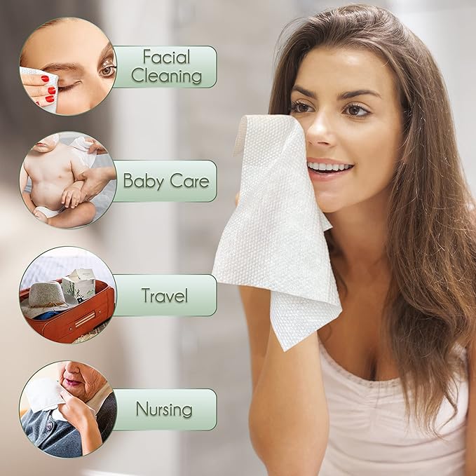 Bamboo Viscose Disposable Face Towel Biodegradable Large Dry Face Wipes 120