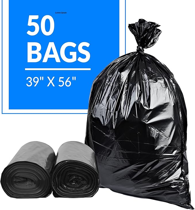 Reli. 55-60 Gallon Trash Bags Heavy Duty | 50 Bags | 50-60 Gallon | Large Black