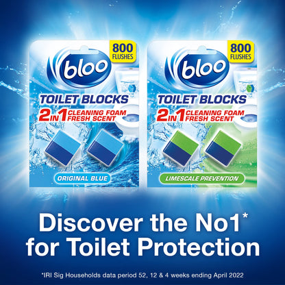 Bloo Toilet Block Original Blue, Coloured Water In Tank Blocks, Letterbox Sized Recyclable Box,16 x Cleaning blocks 800g