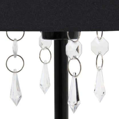 Simple Designs LT3018-BLK Table Lamp with Fabric Shade and Hanging Acrylic Beads, Black