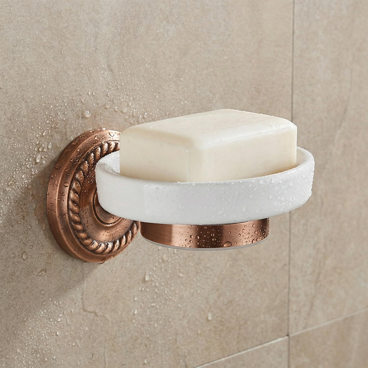 VOSAREA Ceramic Soap Holder Soap Tray Vintage Holder Wall-Mounted Dish Antique Luxury Dish for Shower Wall Rack for Bathroom