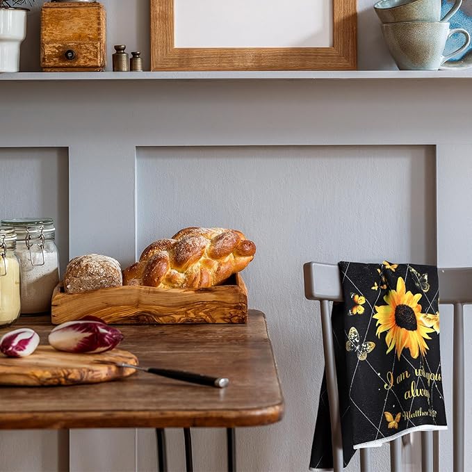 Bencailor 4 Pcs Sunflower Kitchen Towels Butterfly Flower Hand Dish Towels