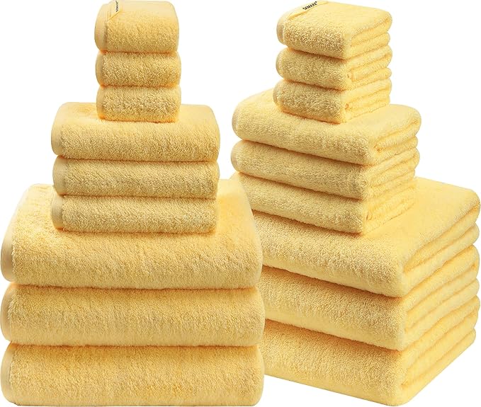 SEMAXE 18-Pack Bath Towel Set Include 6 Bath Towels, 6 Hand Towels, 6 Wash
