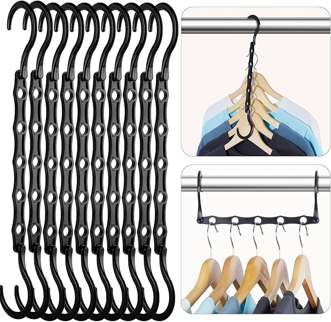 HOUSE DAY Space Saving Hangers Black, 16 Pack, Smart Closet Organizer Space