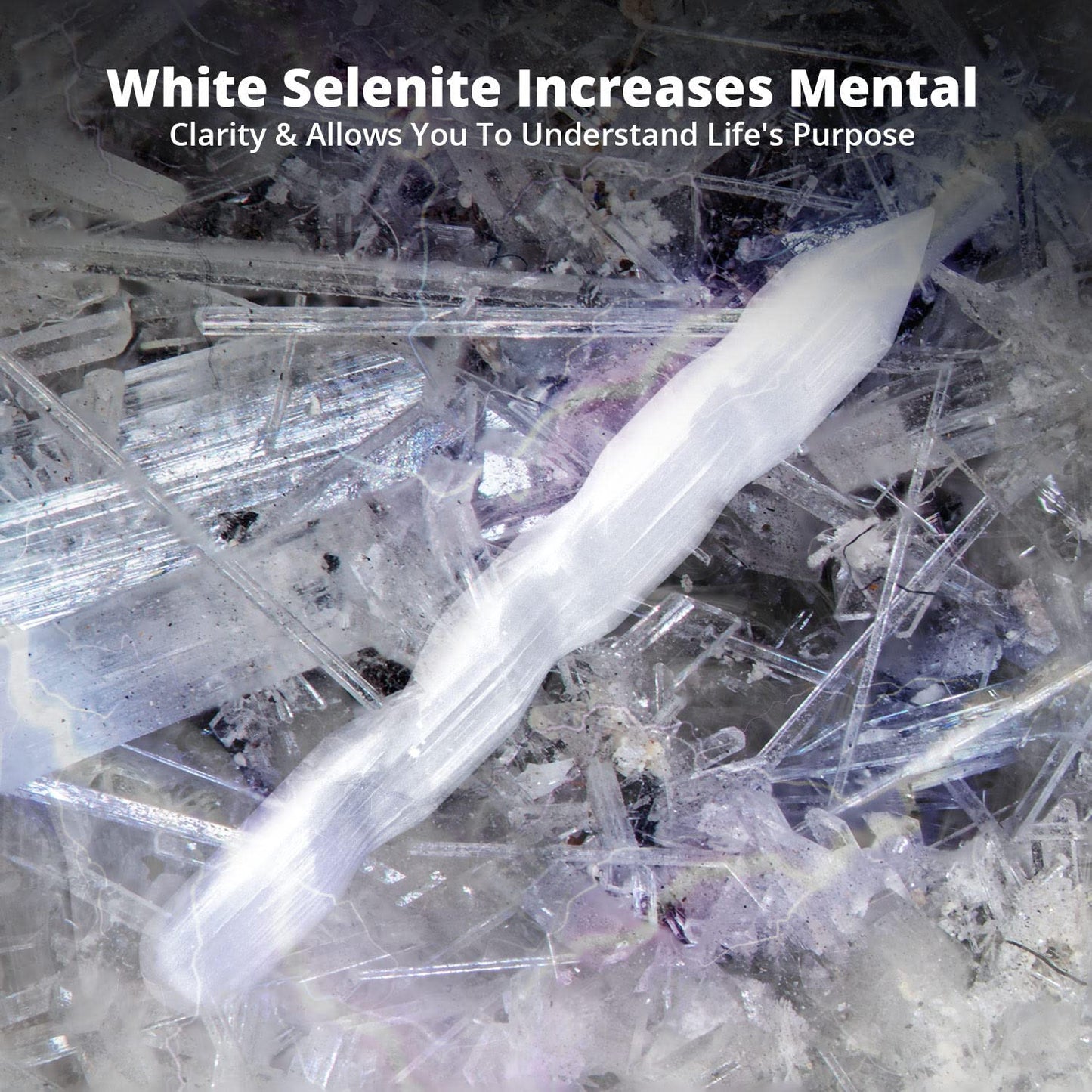 Himalayan Glow WBM Selenite Crystal Wand, High Energy Crystals for Healing and Meditation - 6 Inches