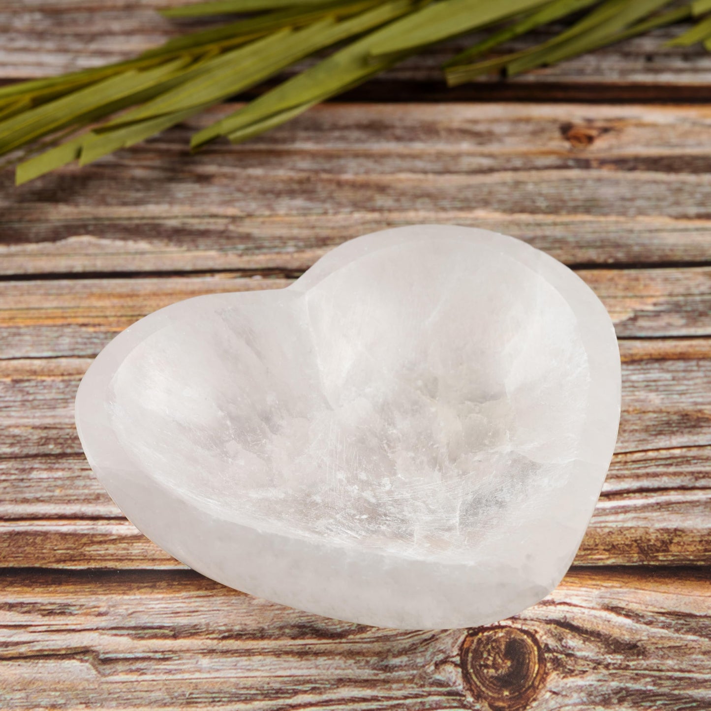 Wish Well Heart Selenite Bowl for Crystals Charging – 4" Selenite Crystal Bowl – Mined and Crafted in Morocco – Ideal for Cleansing and Recharging Crystals and Healing Stones, Meditation, and Decor