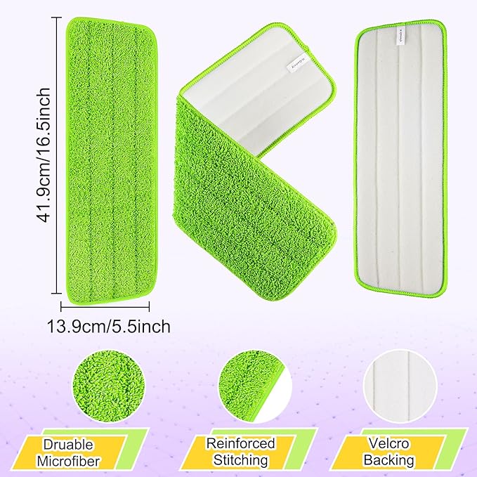 16.5 inch Reusable Mop Pads Microfiber Spray Mop Replacement Heads