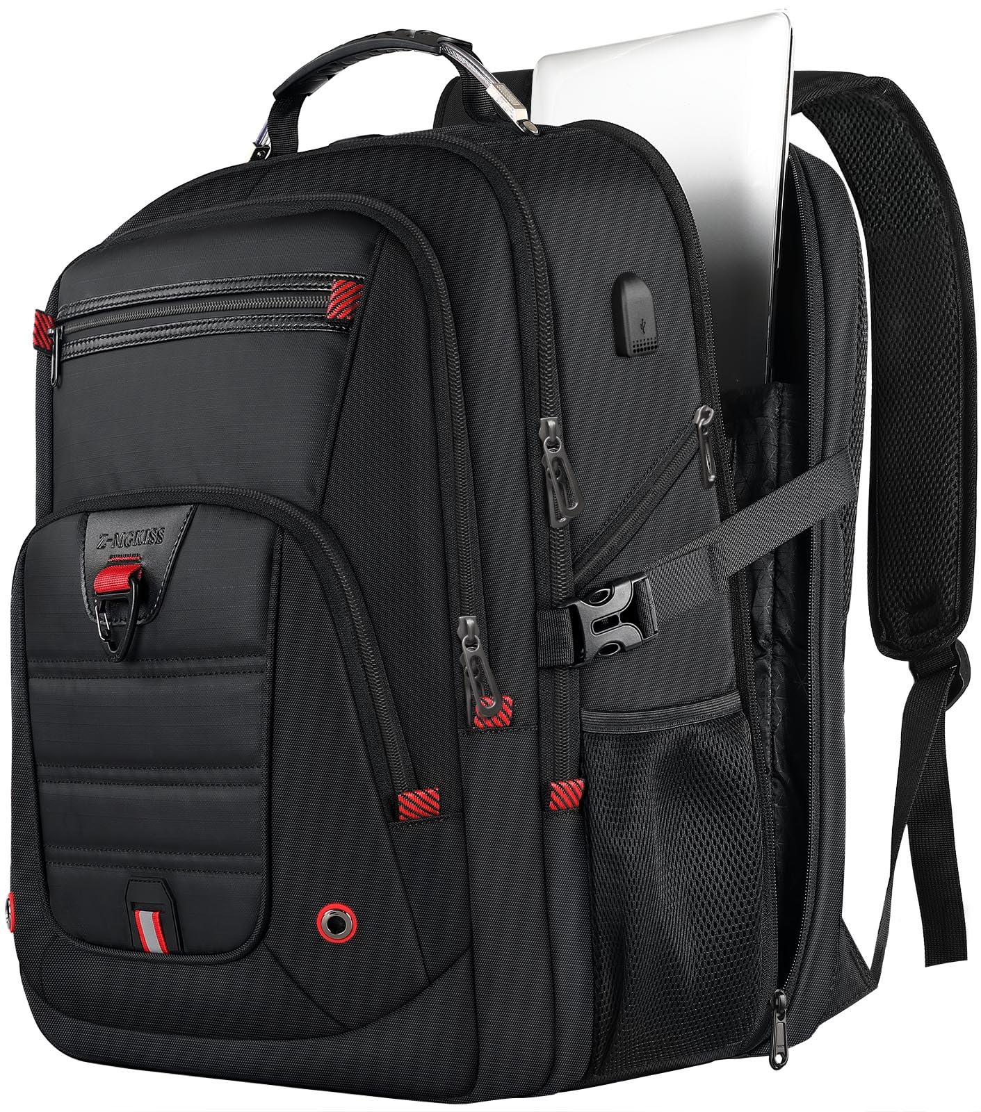Z-MGKISS Men's Extra Large 55L Anti-Theft Backpack, TSA-Approved for 18.4-19" Gaming Laptops, Gym Work Travel for Business College Daypack (Black)