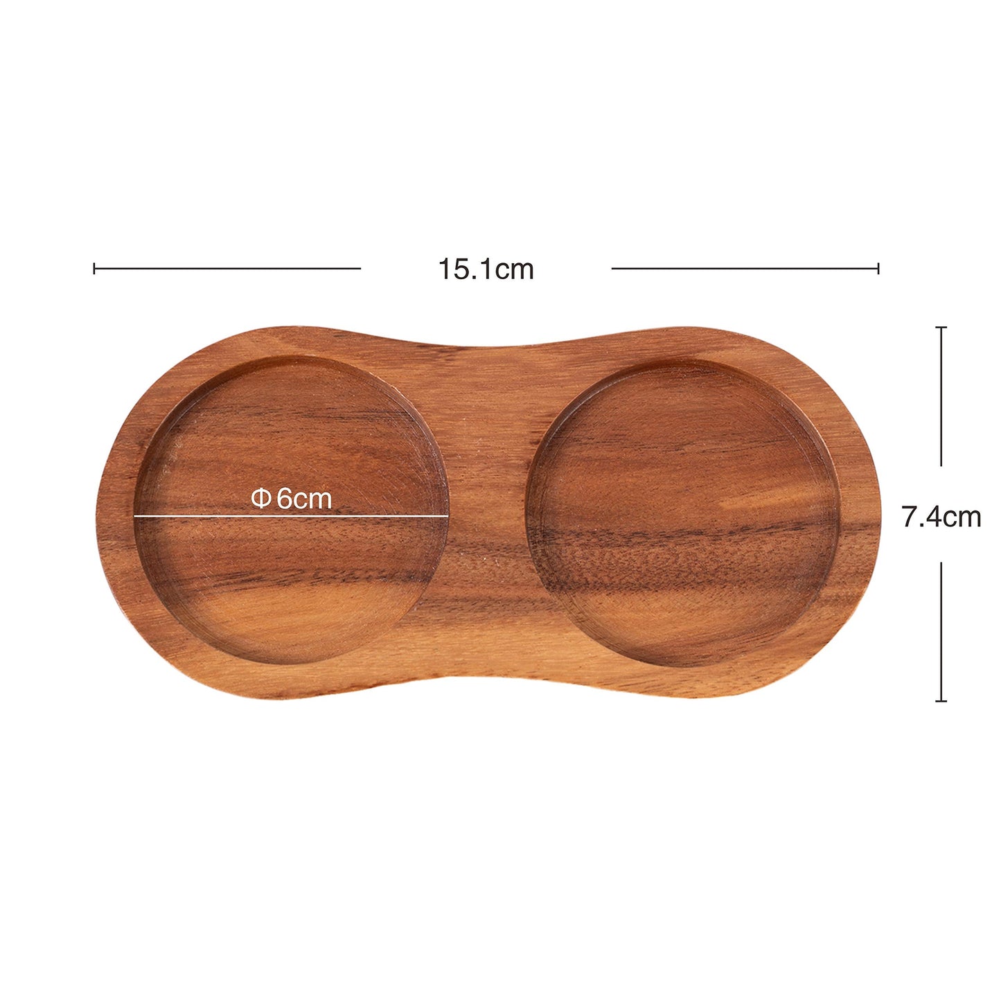 DeroTeno Salt and Pepper Mill Tray, Inner Dia 6 cm / 2.36 inch, Acacia Wood, Pepper Grinder Rest, Dining Table Protector (Pepper Mill and Salt Mill are not Included)
