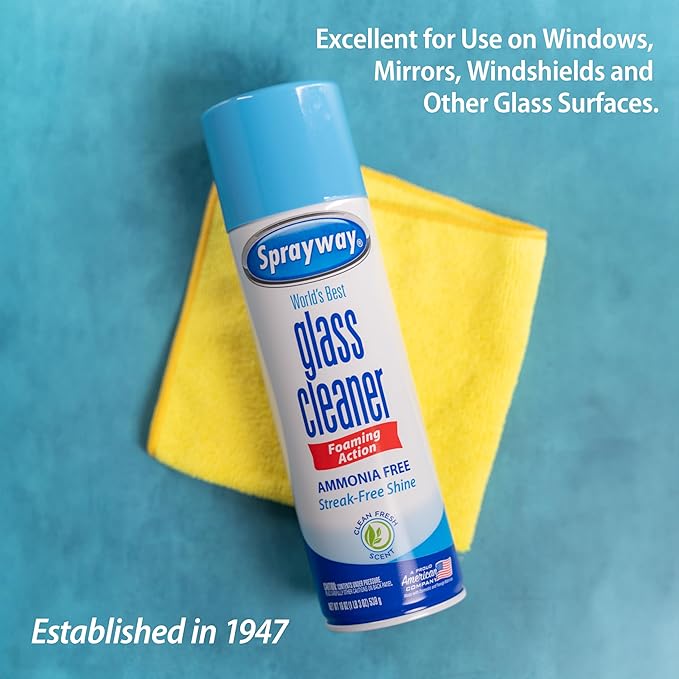 Sprayway Glass Cleaner Foaming Aerosol Spray, Streakless, Fast-Acting | Cleans