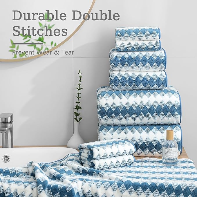 8 Piece Bathroom Towel Set |2 Oversized Bath Towels, 2 Hand Towels, 4