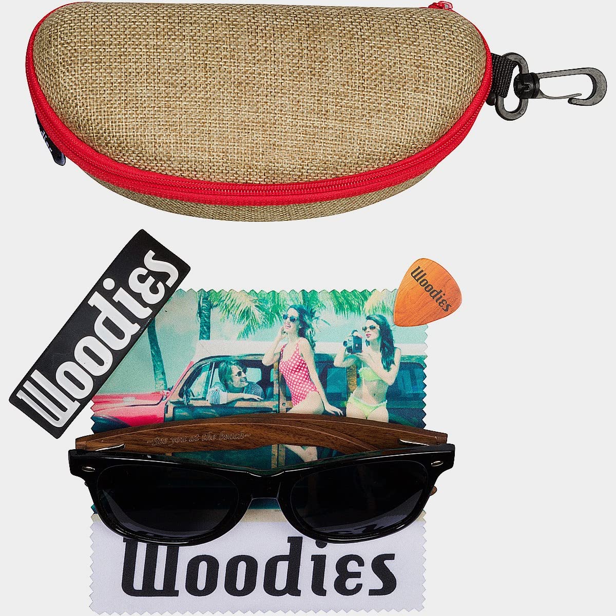 Woodies Walnut Wood Sunglasses with Black Polarized Lenses for Men and Women | 100% UVA/UVB Ray Protection