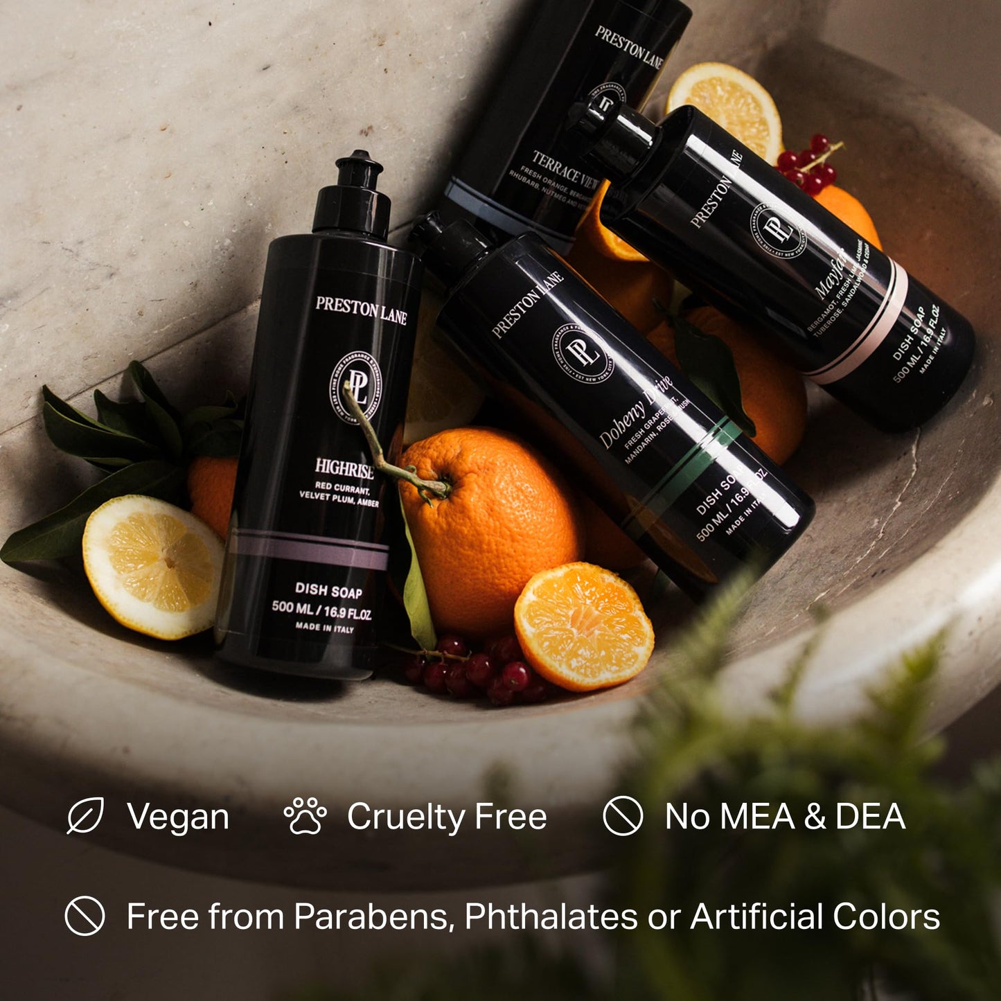 Preston Lane Luxury Dish Soap, Terrace View Scent – Plant-Powered Formula with Essential Oils | Tough on Grease, Gentle on Hands | Vegan, Cruelty-Free, Clean Ingredients