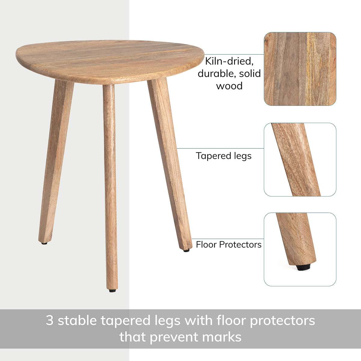 MH London Side Table - Wandsworth Wooden End Table - Exclusively Designed Hand Crafted Small Tables - Contemporary Triangle End Table for Living Room, Bedroom Bedside Tables and Office, Natural