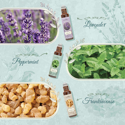 Essential Oils Roll on Set, Aromatherapy Oils with Roller Ball for Skin, Natural Essential Oil Roller Gift Set with Lavender, Peppermint, Frankincense, Eucalyptus, Lemon, Myrrh