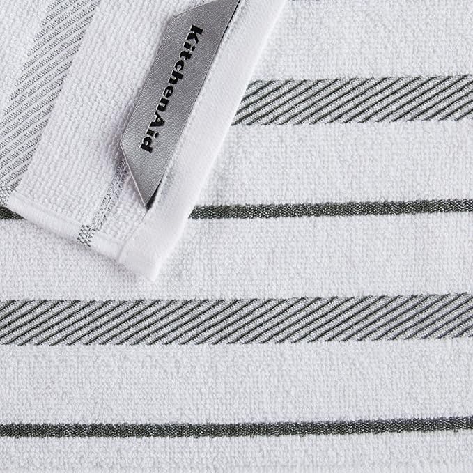 KitchenAid Albany Dishcloth 8 Pack Set, Charcoal Grey/White