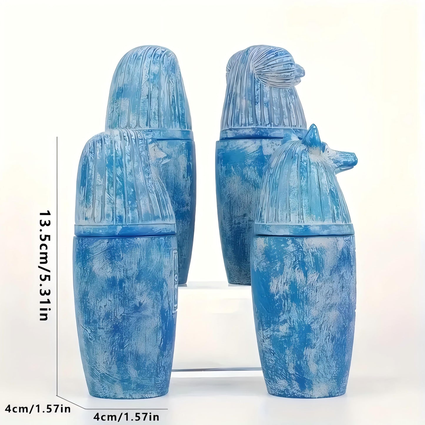 Will Art Museum 4pcs Ancient Egyptian Gods Canopic Jar Statue Resin Four Sons of Horus Egyptian Statue Ornaments Hand Painted Egypt Collectible Decor Sculpture Replica