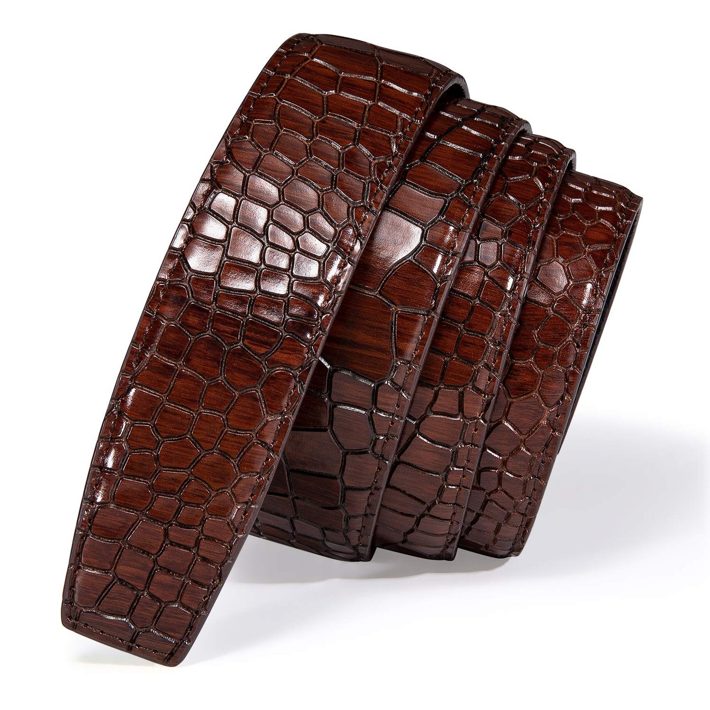 Barry.Wang Mens Burgundy Belt Genuine Leather with Gold Eagle Buckle Design Wedding Luxury Gift Adjustable