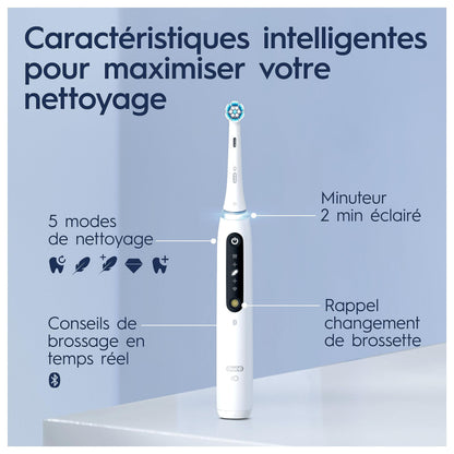 Oral-B iO 5N Electric Toothbrush, Pressure Sensor to Protect Gums and Sensitive Teeth, with Accessories, 1 Soft Brush, 1 Charger, 1 Travel Case, White