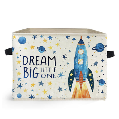 Ghoaoivo Space Nursery Storage Box Bins, Fantasy Spaceman Rocket Starry Planet Cosmic Collapsible Storage Basket Organizer for Boys Kids Room Laundry Room Clothes Toys Books, Toybox for Boys