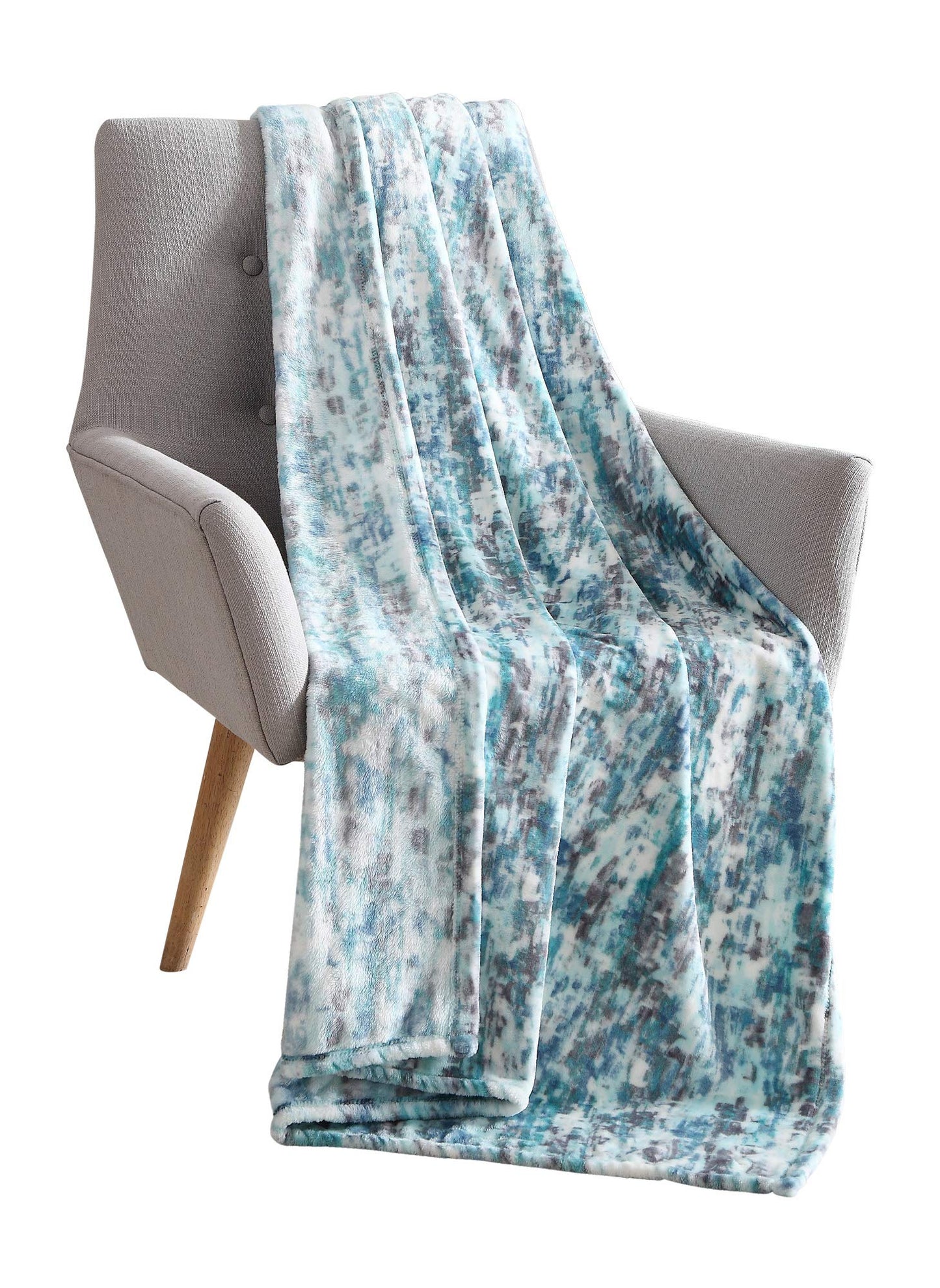 Serafina Home Throw Blanket: Velvelty Soft, Durable Fleece Accent for Bed or Couch (Blue and Gray Abstract, 50 x 70 inches)