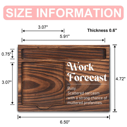 Funny Office Work Gifts for Coworker, Sarcastic Gag Going Away Farewell Gifts, Work Forecast Sticky Note Holder, Post-it Note Dispenser for Desk, Wooden Post-it Note & Pen Holder 6.5" x 4.7" - FTA110
