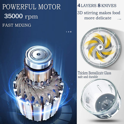 Baby Food Maker Mini Cute and Small Food Processor Puree Blender Grinder Chopper 1.2 Cup Glass Bowl with 6 Blade Electric (Spaceman-White(One Bowl))
