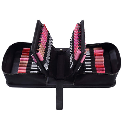 ROWNYEON Lipstick Organizer Case Lipstick Holder 67 Slots Portable Lip Travel Makeup Cosmetic Case Large Capacity Lip Gloss Carrying Case Makeup Artist Storage - Black